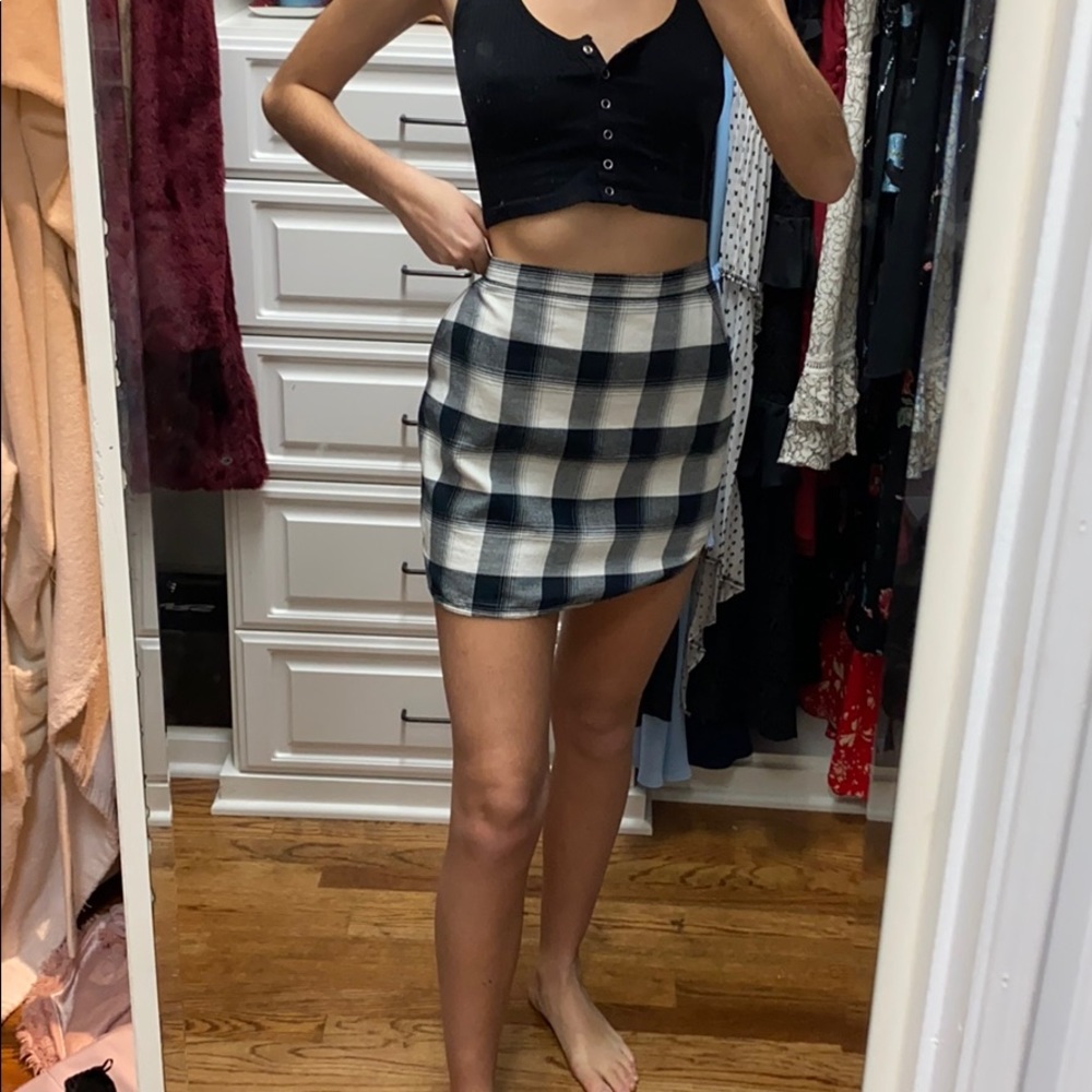 Black and white plaid mini skirt